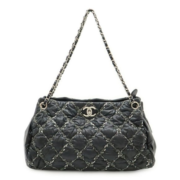 CHANEL Paris Byzance Chain Shoulder Bag, Tote Quilted Nylon, Black, Gray, A50635 - Picture 1 of 10